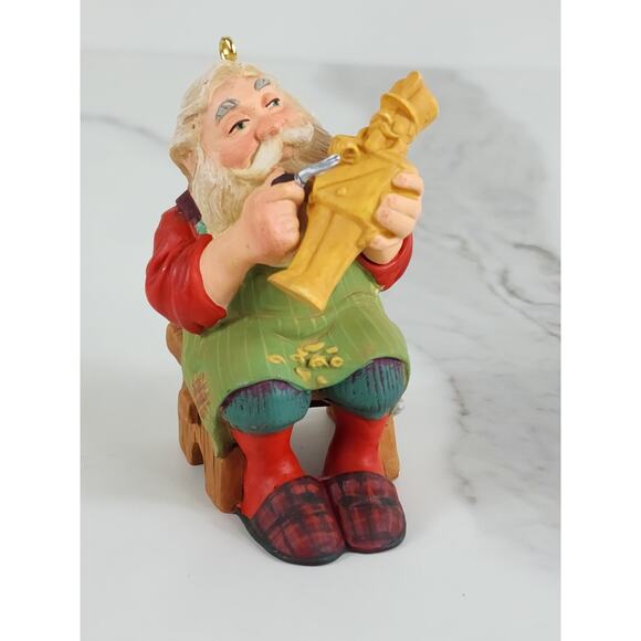 Hallmark Carving Santa Ornament 2001 Christmas Holidays 3" Home Decor Vintage - Picture 3 of 16